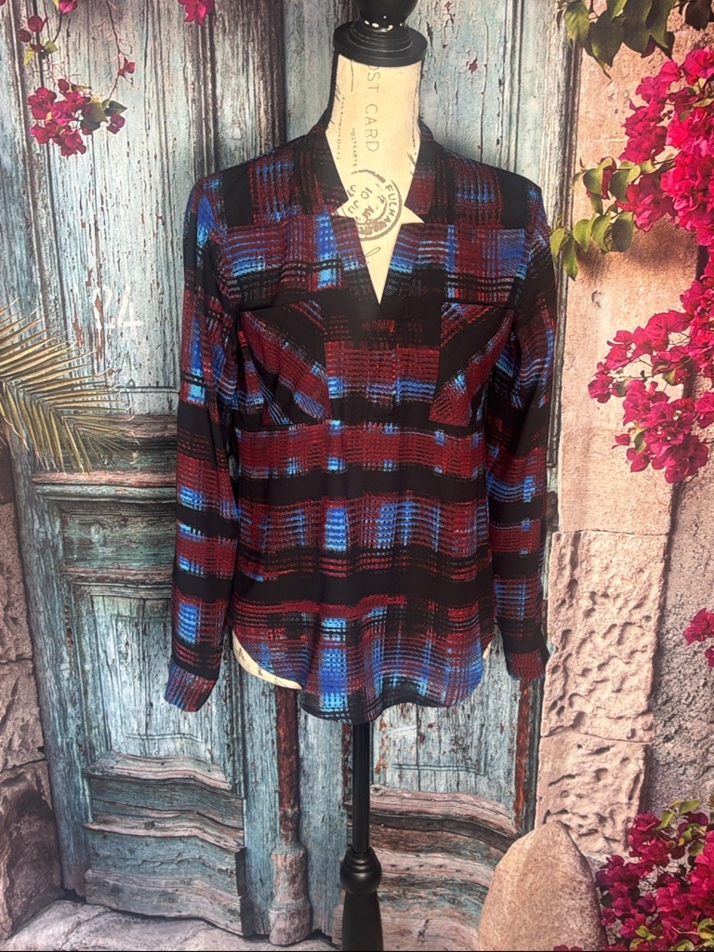 Metaphor plaid like printed blouse, size XS, good condition